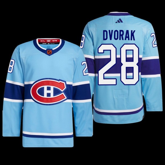 Christian Dvorak Montreal Canadiens Authentic Primegreen Jersey 2022 Blue #28 Reverse Retro 2.0 Uniform