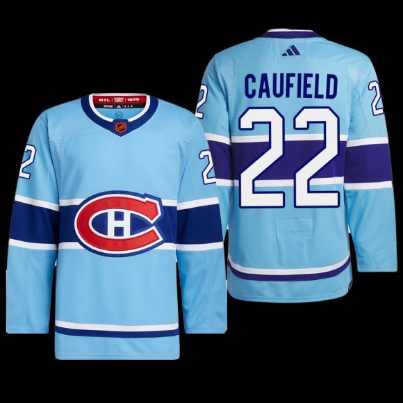 Cole Caufield Montreal Canadiens Authentic Primegreen Jersey 2022 Blue #22 Reverse Retro 2.0 Uniform