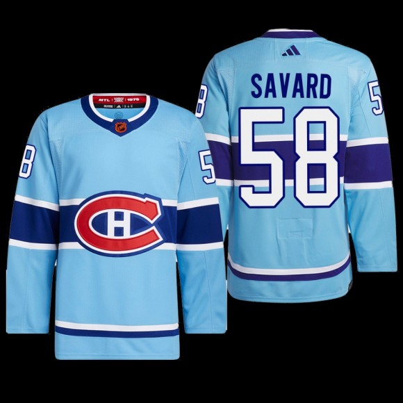David Savard Montreal Canadiens Authentic Primegreen Jersey 2022 Blue #58 Reverse Retro 2.0 Uniform