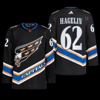 Washington Capitals 2022 Reverse Retro 2.0 Jersey Carl Hagelin Black #62 Authentic Primegreen Uniform