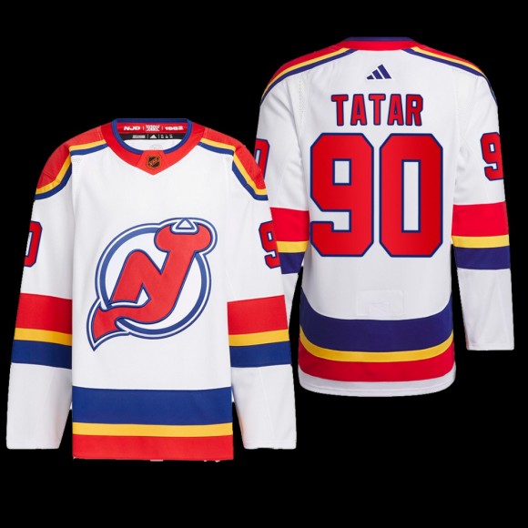 New Jersey Devils 2022 Reverse Retro 2.0 Jersey Tomas Tatar White #90 Authentic Primegreen Uniform