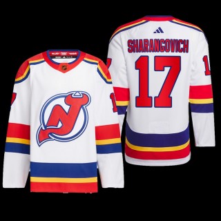 New Jersey Devils 2022 Reverse Retro 2.0 Jersey Yegor Sharangovich White #17 Authentic Primegreen Uniform