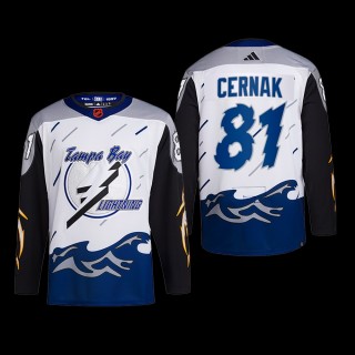 Erik Cernak Tampa Bay Lightning Authentic Primegreen Jersey 2022 White #81 Reverse Retro 2.0 Uniform