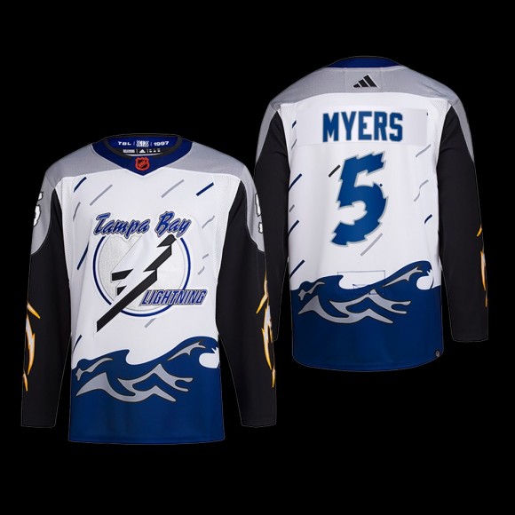 Philippe Myers Tampa Bay Lightning Authentic Primegreen Jersey 2022 White #5 Reverse Retro 2.0 Uniform