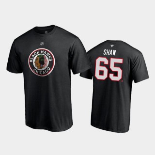 Men's Chicago Blackhawks Andrew Shaw #65 Special Edition Authentic Stack 2021 Reverse Retro Black T-Shirt