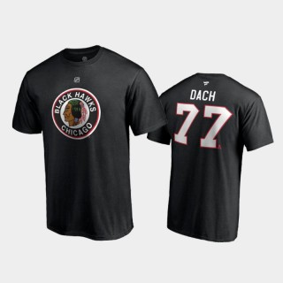 Men's Chicago Blackhawks Kirby Dach #77 Special Edition Authentic Stack 2021 Reverse Retro Black T-Shirt