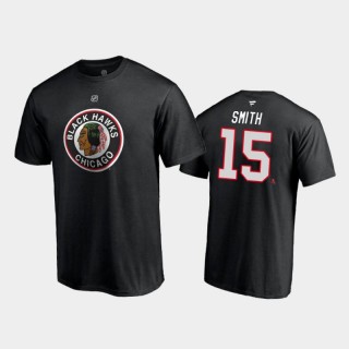 Men's Chicago Blackhawks Zack Smith #15 Special Edition Authentic Stack 2021 Reverse Retro Black T-Shirt