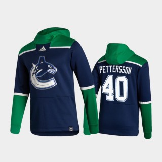 Men's Vancouver Canucks Elias Pettersson #40 Authentic Pullover Special Edition 2021 Reverse Retro Navy Hoodie