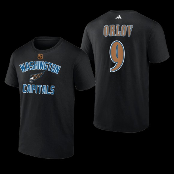 Dmitry Orlov #9 Washington Capitals Reverse Retro 2.0 Wheelhouse Black Men T-Shirt