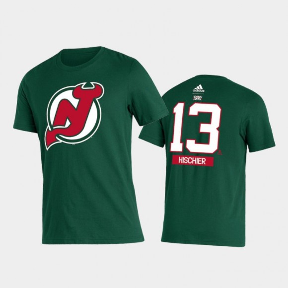 Devils Nico Hischier #13 2021 Reverse Retro Special Edition Name & Number Green T-Shirt