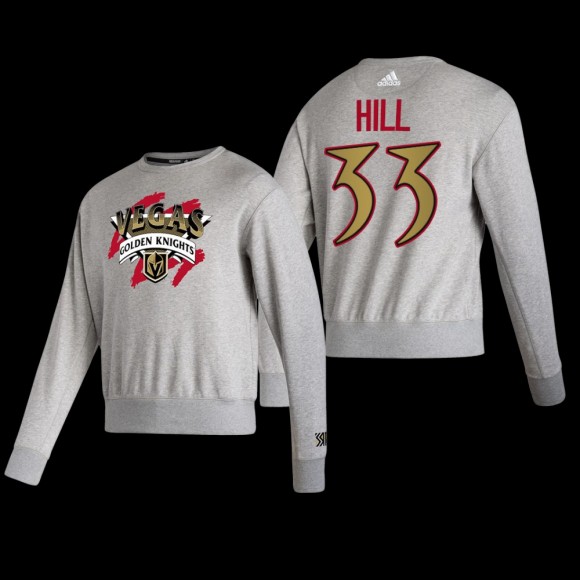 Adin Hill Vegas Golden Knights #33 Reverse Retro 2.0 Vintage Pullover Gray Sweatshirt