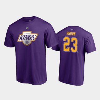 Men's Los Angeles Kings Dustin Brown #23 Special Edition Authentic Stack 2021 Reverse Retro Purple T-Shirt