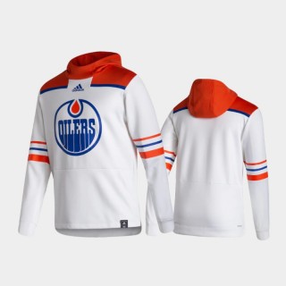 Men's Edmonton Oilers 2021 Reverse Retro Authentic Pullover Special Edition White Hoodie