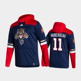 Men's Florida Panthers Jonathan Huberdeau #11 Authentic Pullover 2021 Reverse Retro Navy Hoodie