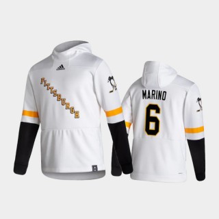 Men's Pittsburgh Penguins John Marino #6 Authentic Pullover Special Edition 2021 Reverse Retro White Hoodie