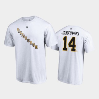Men's Pittsburgh Penguins Mark Jankowski #14 Special Edition Authentic Stack 2021 Reverse Retro White T-Shirt