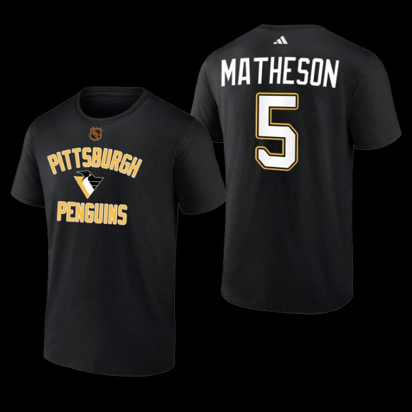 Pittsburgh Penguins Mike Matheson Reverse Retro 2.0 Black #5 Wheelhouse T-Shirt