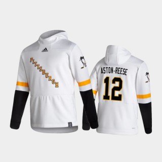 Men's Pittsburgh Penguins Zach Aston-Reese #12 Authentic Pullover Special Edition 2021 Reverse Retro White Hoodie