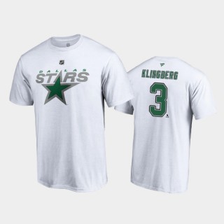 Men's Dallas Stars John Klingberg #3 Special Edition Authentic Stack 2021 Reverse Retro White T-Shirt
