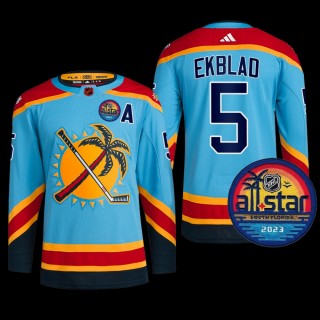 2023 All-Star Patch Florida Panthers Aaron Ekblad Jersey Reverse Retro Blue #5 Uniform