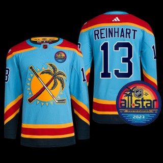 2023 All-Star Patch Florida Panthers Sam Reinhart Jersey Reverse Retro Blue #13 Uniform