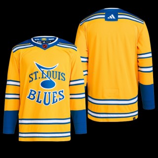 Men St. Louis Blues Reverse Retro 2.0 2022 Yellow Authentic Primegreen Jersey Blank